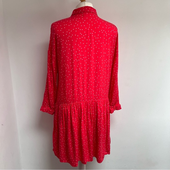 Hush Kaia Dress Size 12 Star Red Pink Drop Waist Relaxed Pockets Long Sleeve - Picture 7 of 11